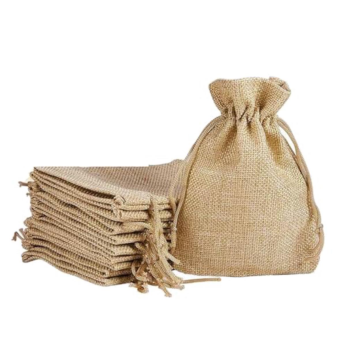 13x18 CM | Jute Potli Bag | Gift Return Gifts Bags| Natural Jute Bag | Drawstring Bags| Pack Of 10