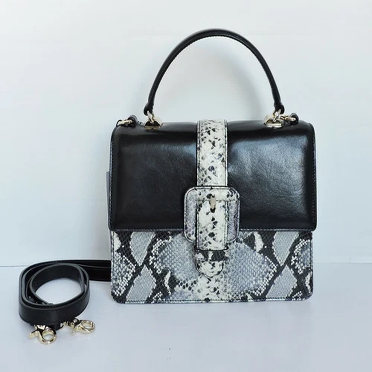 Brahmin Mini Francine Moonscape Willoughby Snake & Smooth Leather Satchel NWT