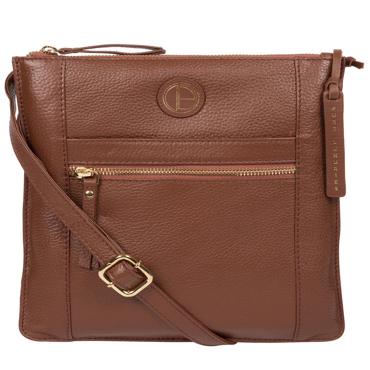 'Topaz' Dark Tan Leather Cross Body Bag