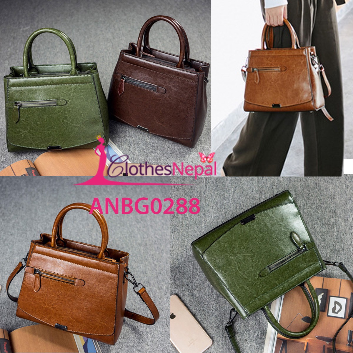 New style cool leather handbag wax paraffin shoulder bag