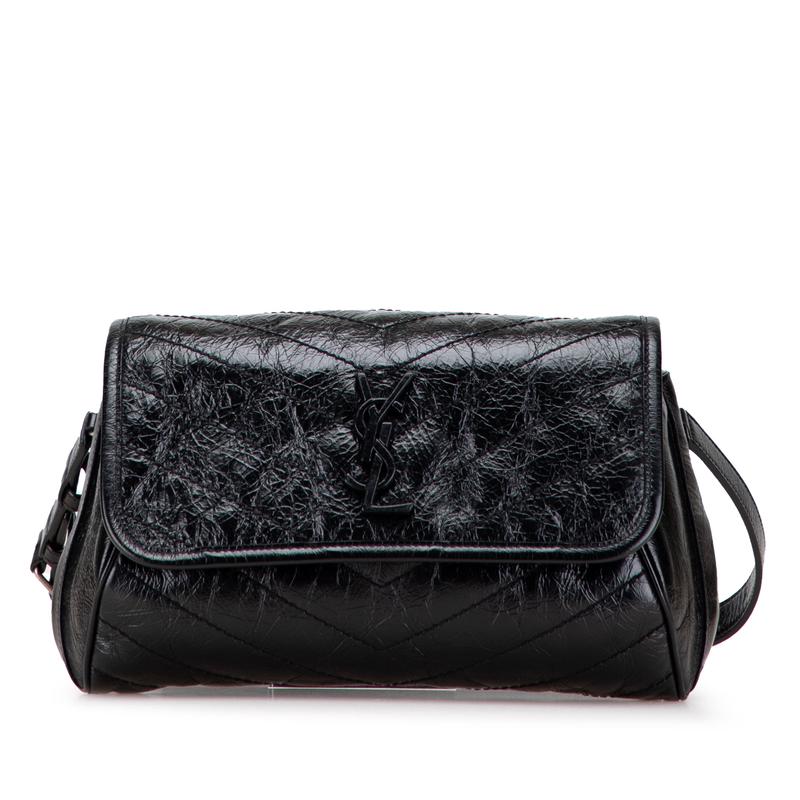 Saint Laurent Crinkled Calfskin Monogram Niki Belt Bag