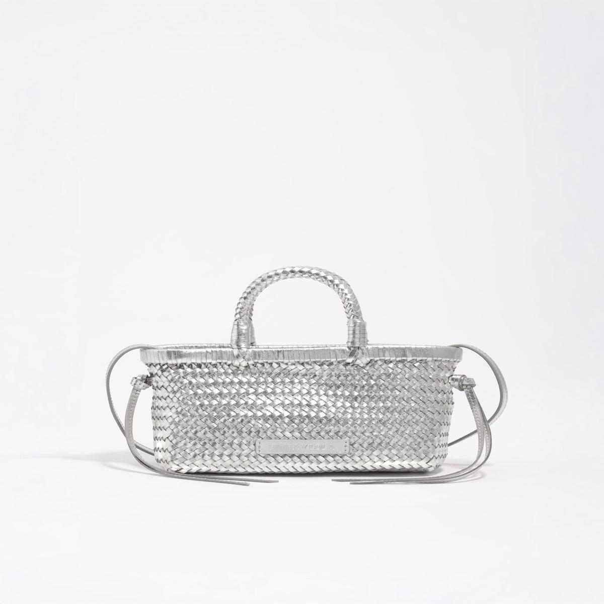 Silver plaited leather mini bag