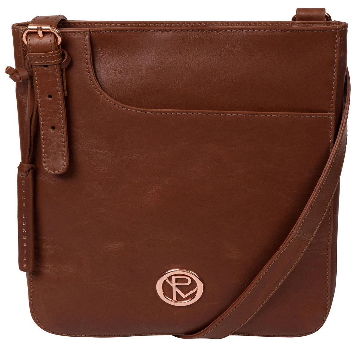 'Kahlo' Cognac Leather Cross Body Bag