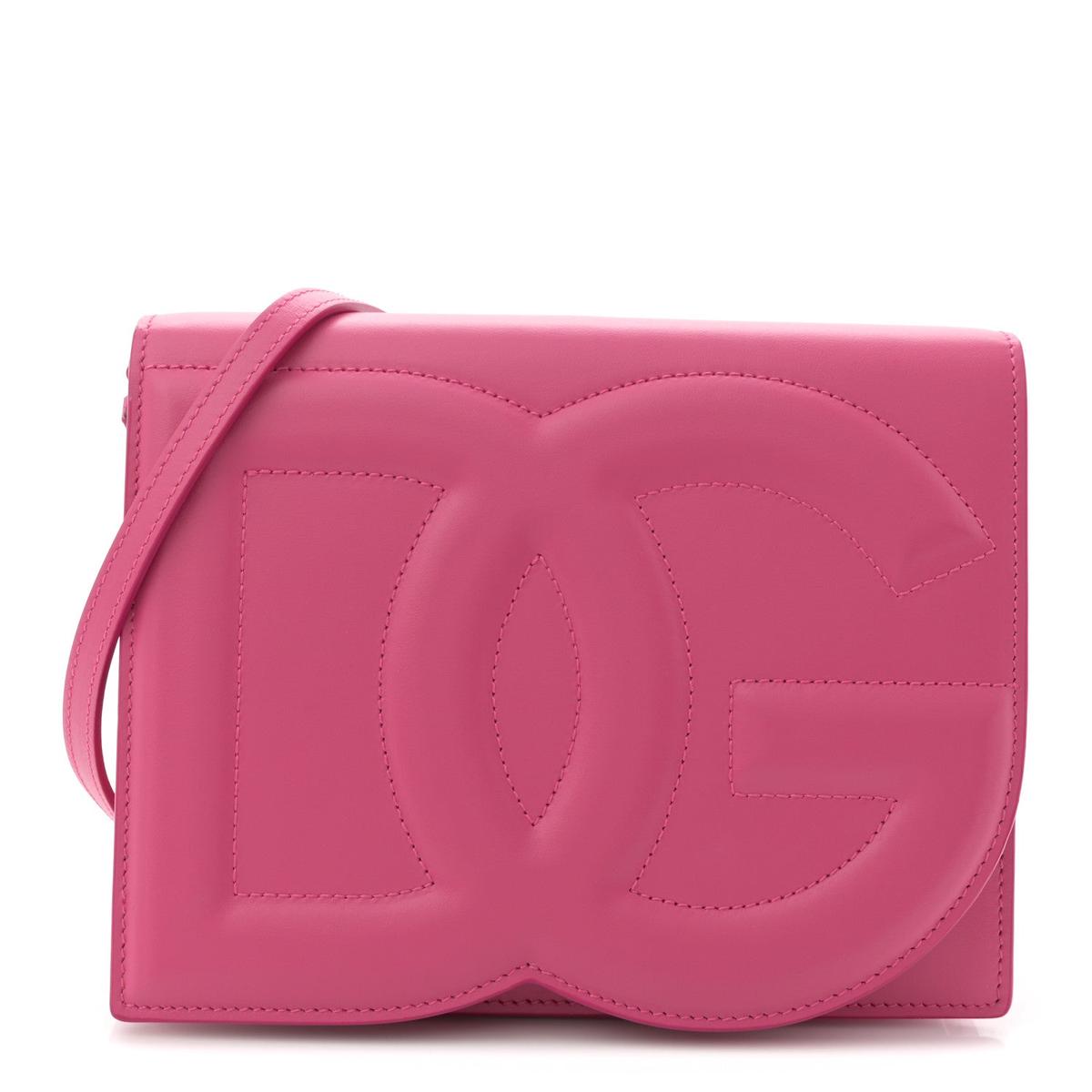 Calfskin DG Logo Flap Crossbody Bag Glicine