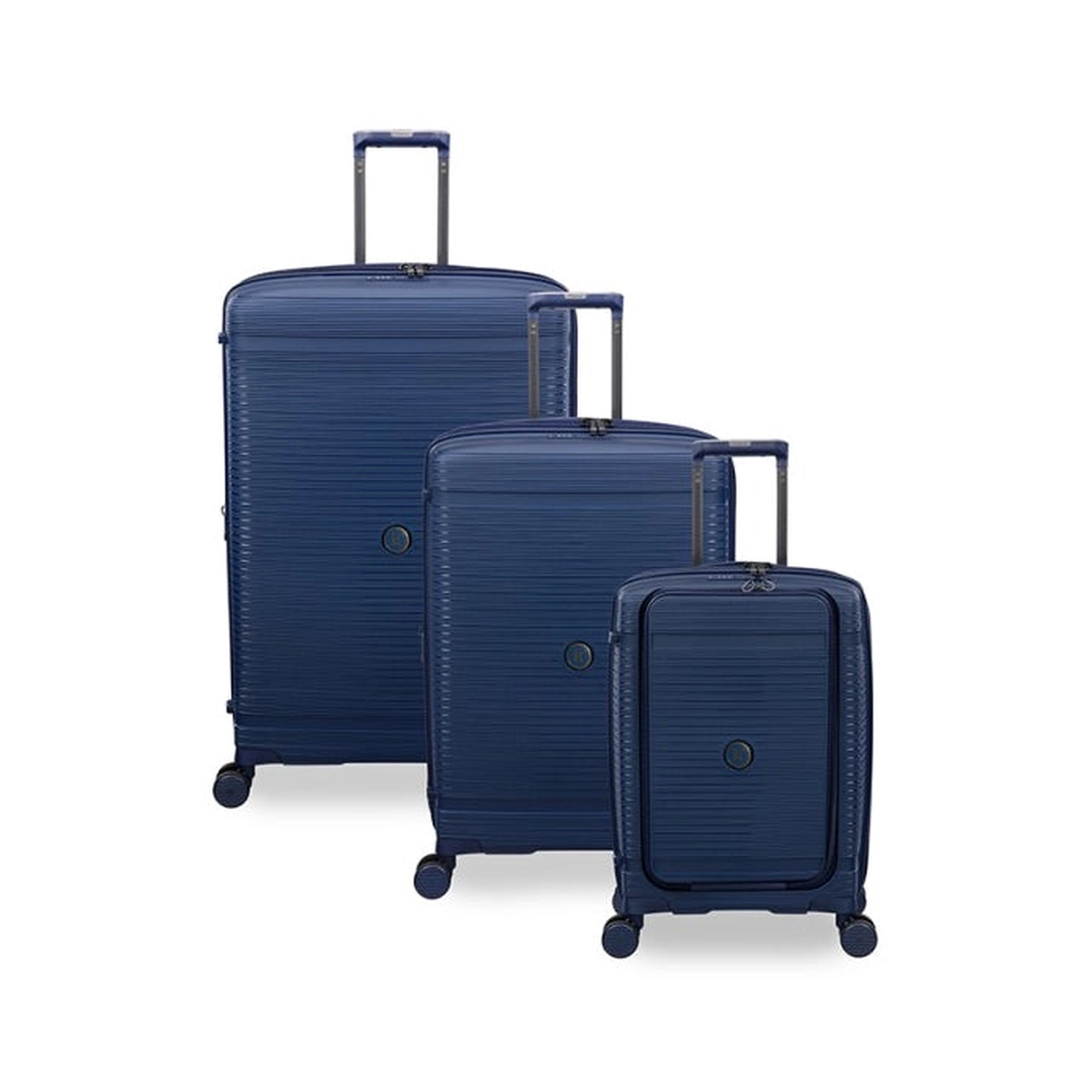 15-3108-08 IT Luggage Trolley Case Set Dark Blue 3 Piece (Small / Medium / Large) PP Hard Shell Spinner with TSA Lock & 360 Wheels