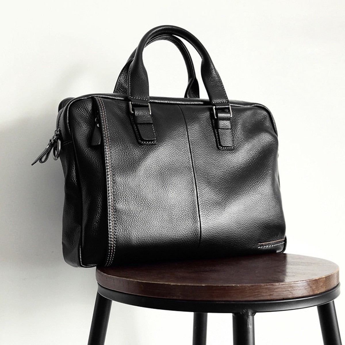 2018 New Natural Cowskin 100% Genuine Leather Men'S Briefcase Fashion Large Capacity Business Bag