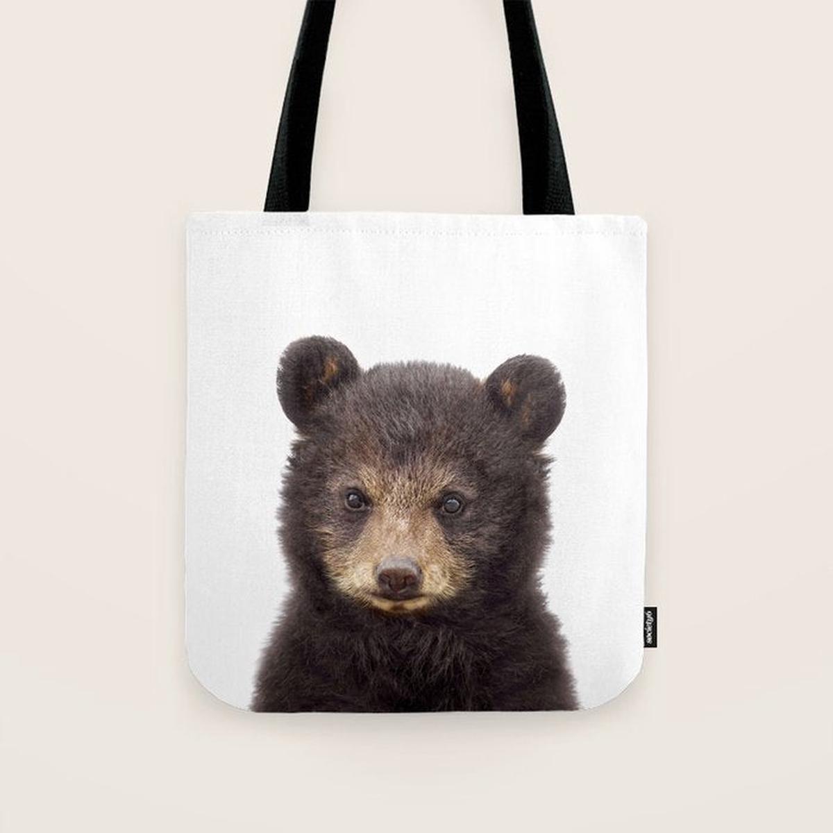 Baby Bear, Bear Cub, Kids Art, Baby Animals Art Print By Synplus Tote Bag