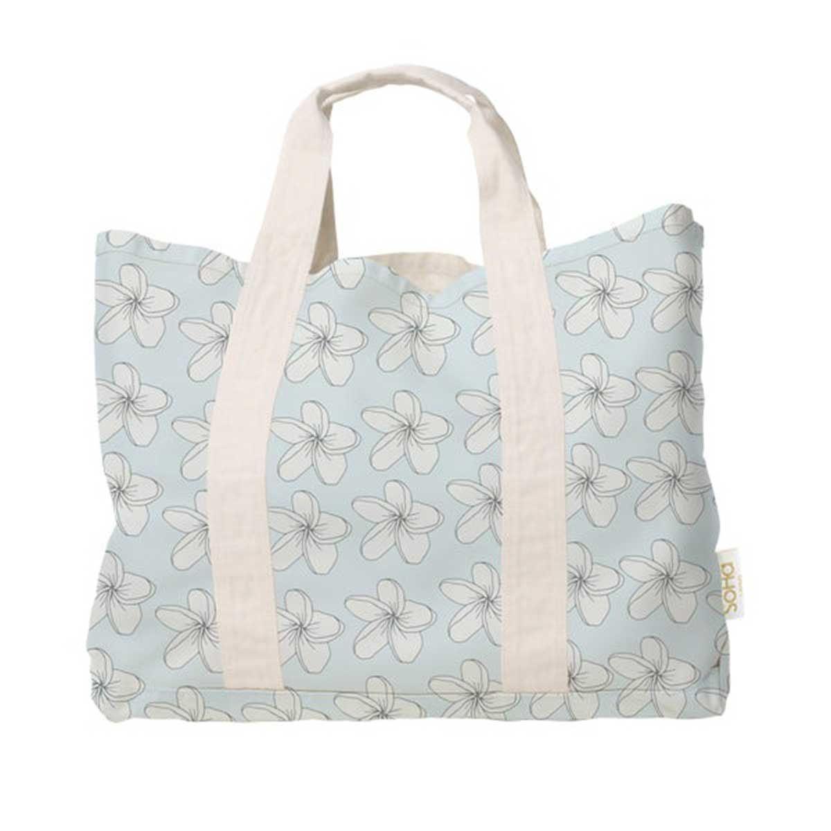 *Plumeria on Blue Boat Tote, Large