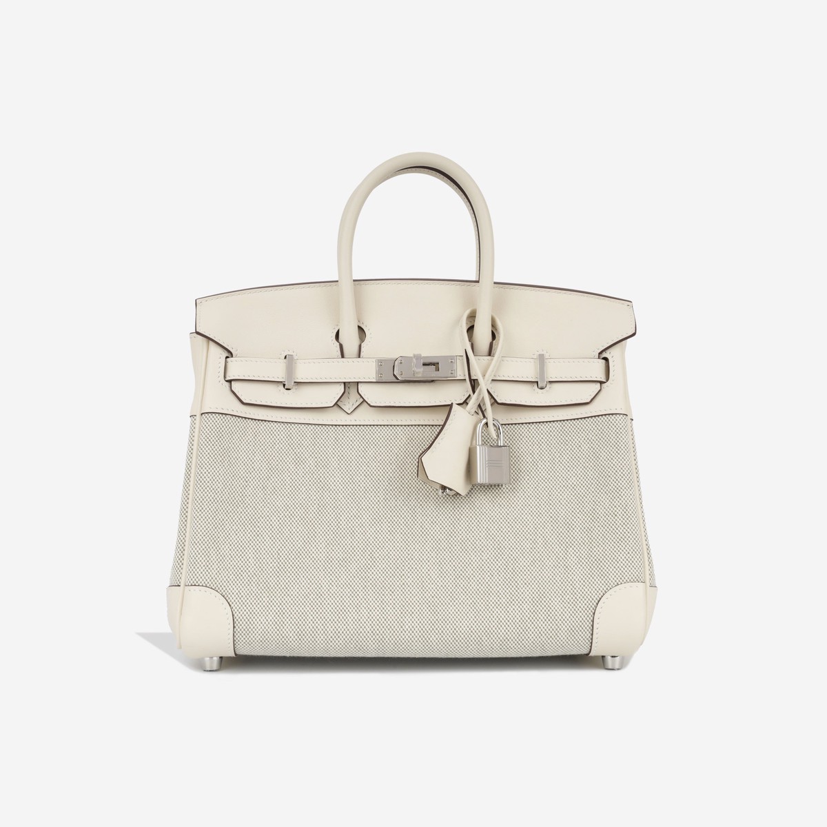 Birkin 25 Toile - Nata Swift / Vert Amande Quadrille Toile