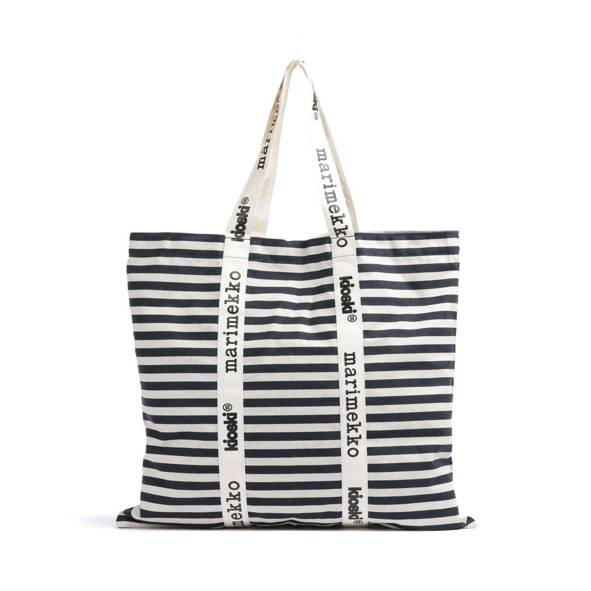 Marimekko Carrier Tasaraita Midi Tote bag cotton/dark navy