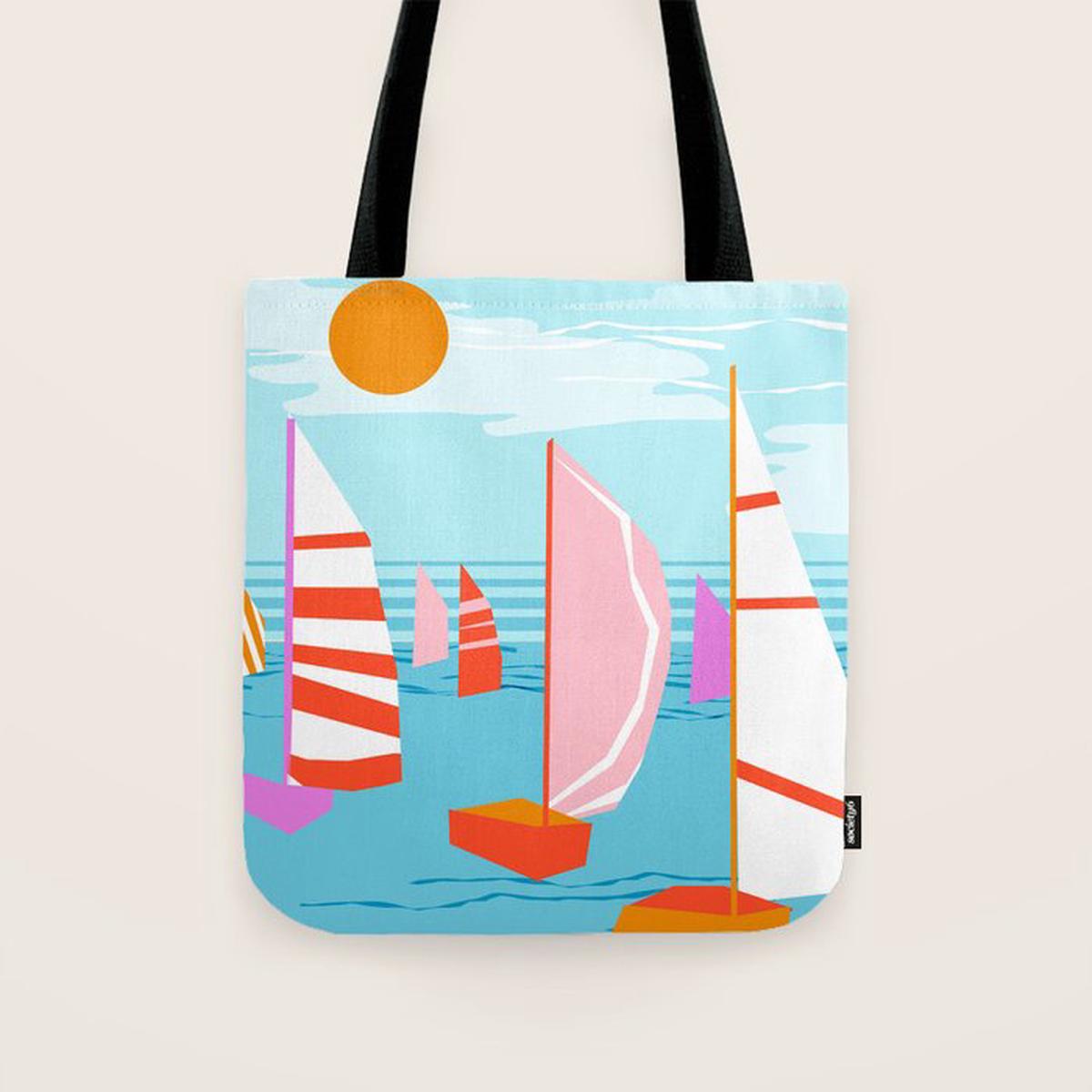 Quepasa - memphis throwback retro minimal modern neon boating yacht club sailing summer sport Tote Bag