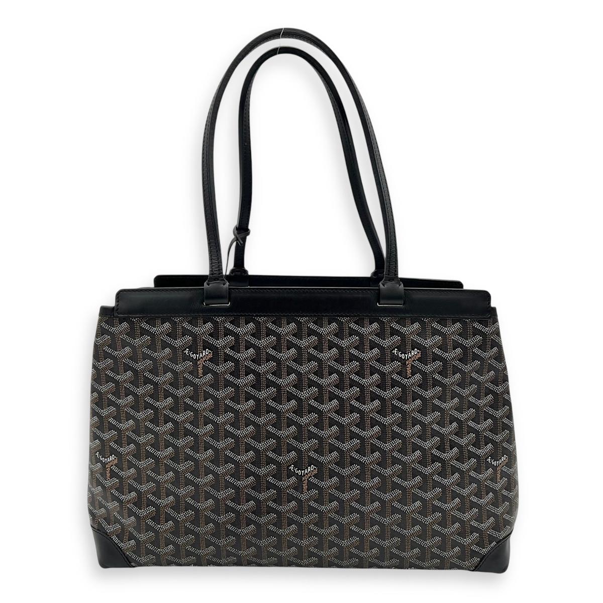 Bellechasse Tote Bag PM Black in Coated Canvas, Silver hardware