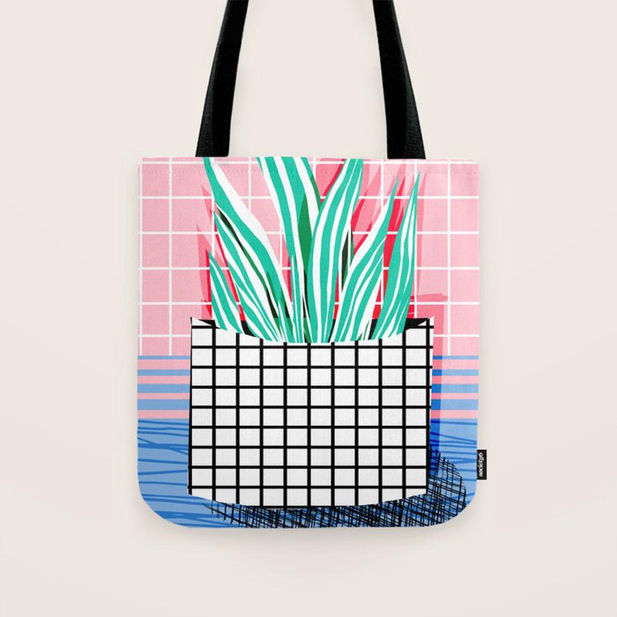 Glam - pop art memphis neon house plants throwback retro 80s style cool brooklyn style minimalism Tote Bag