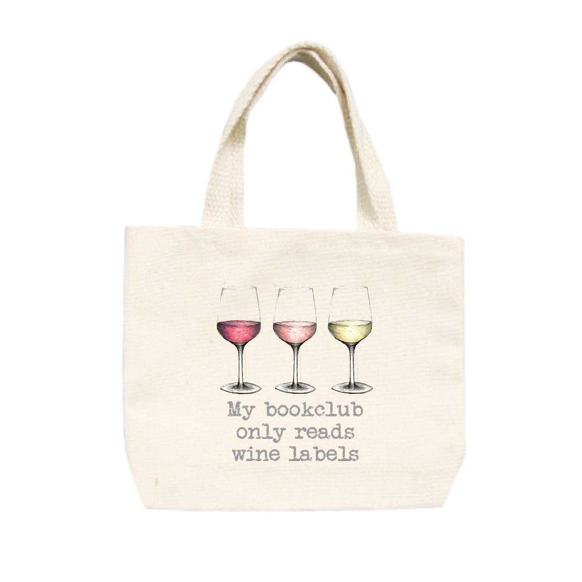bookclub three colors wine small tote