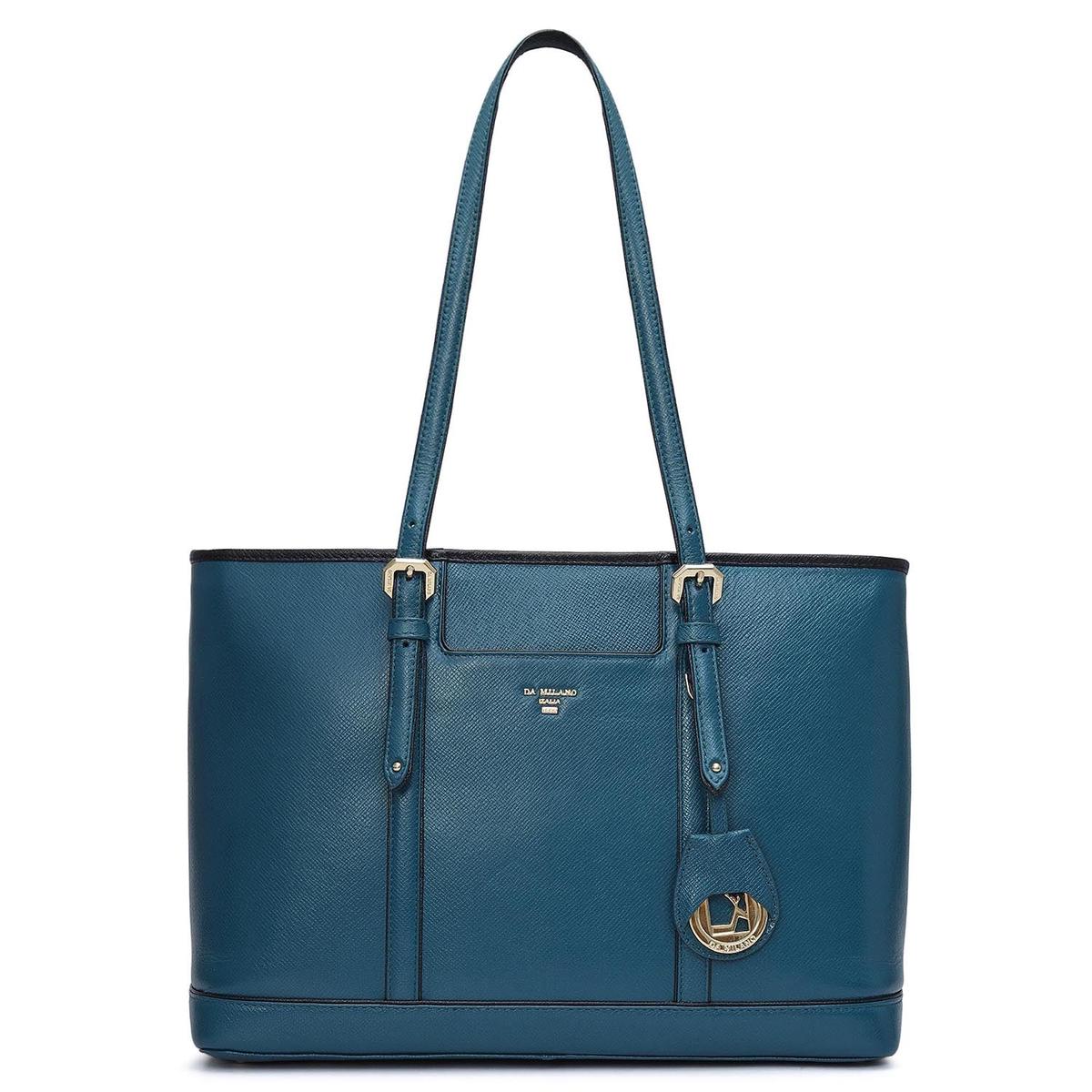 Medium Franzy Leather Tote - Teal
