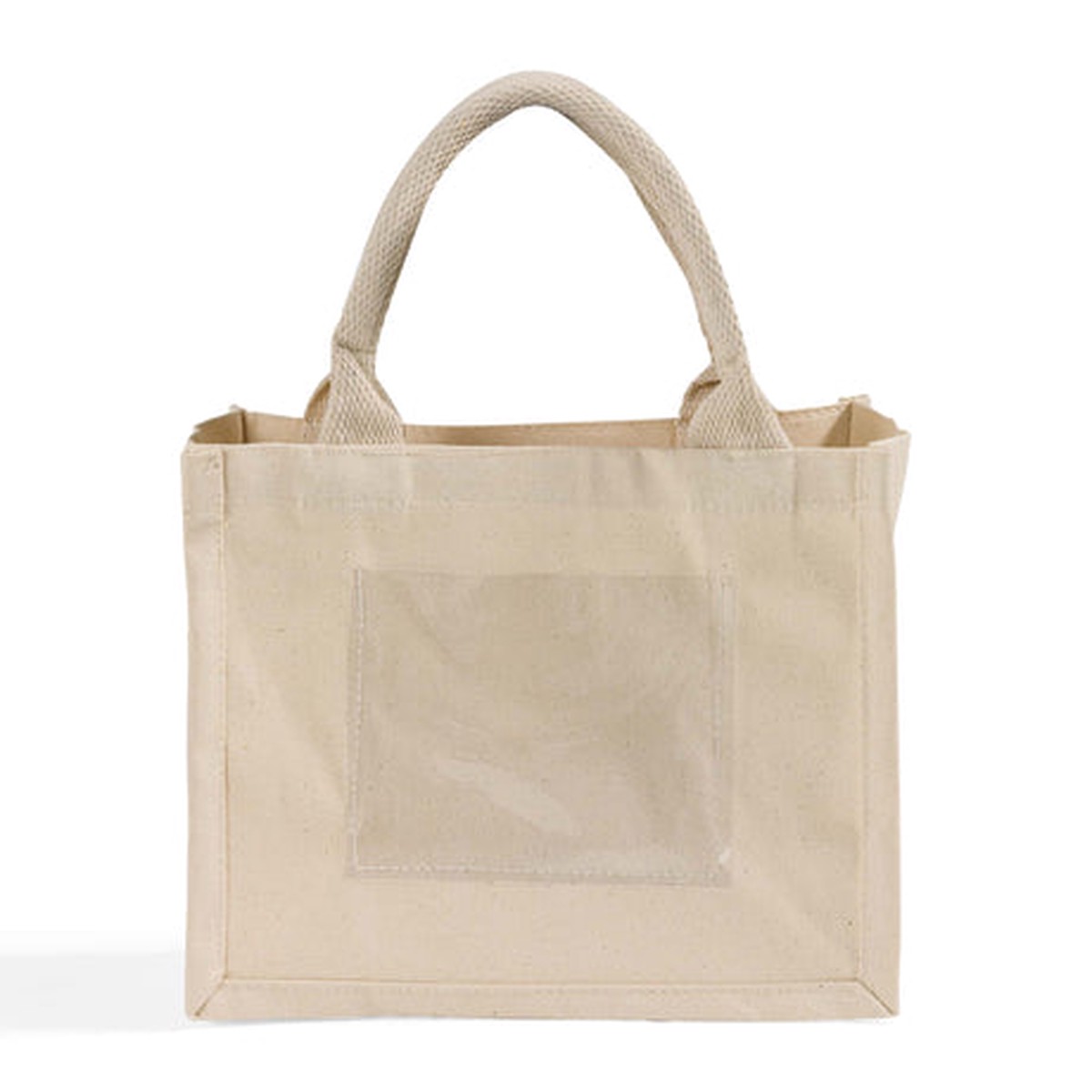 Natural Canvas Wedding Favor Tote Bags with Front Pocket - TF207
