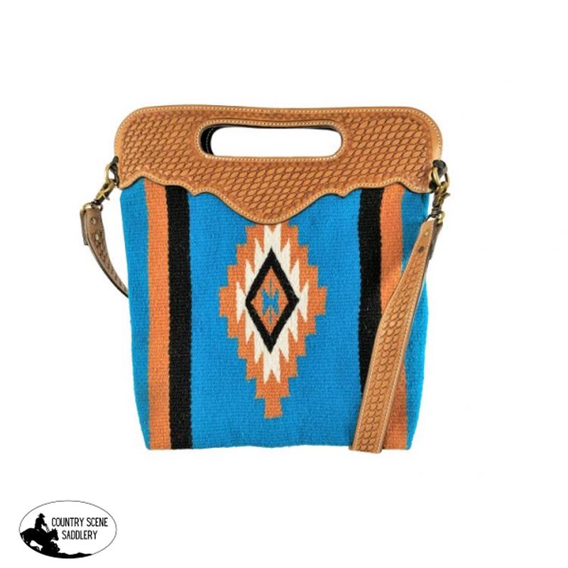 Showman Saddle blanket handbag with genuine leathe