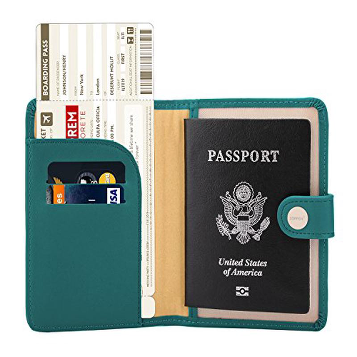 Zoppen Rfid Blocking Travel Passport Holder Cover Slim Id Card Case (25 Teal Green)