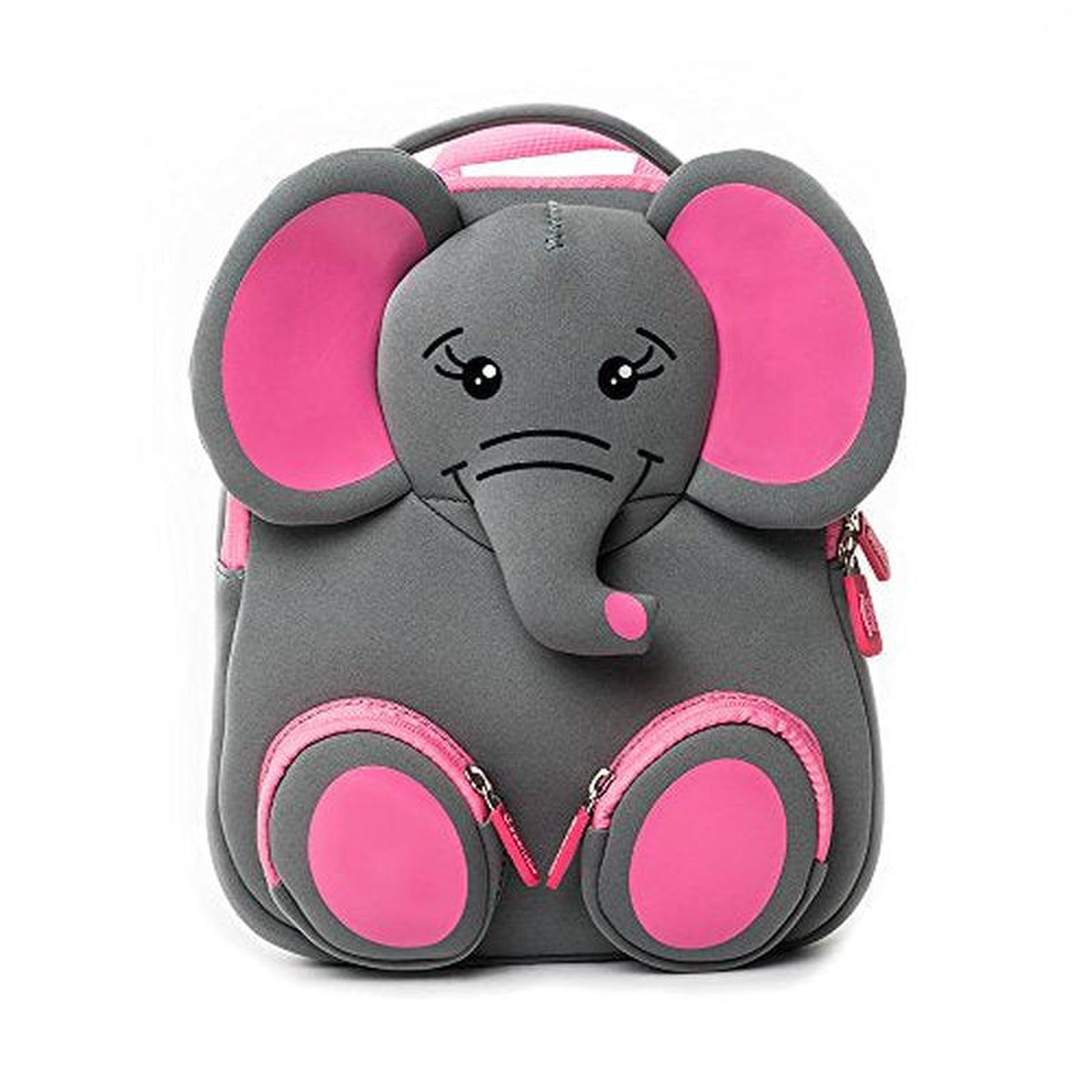 Cocomilo 128221 Cute 3D Toddler Kids elephant Backpack for Boys Girls Leash Name Label (GreyPink)