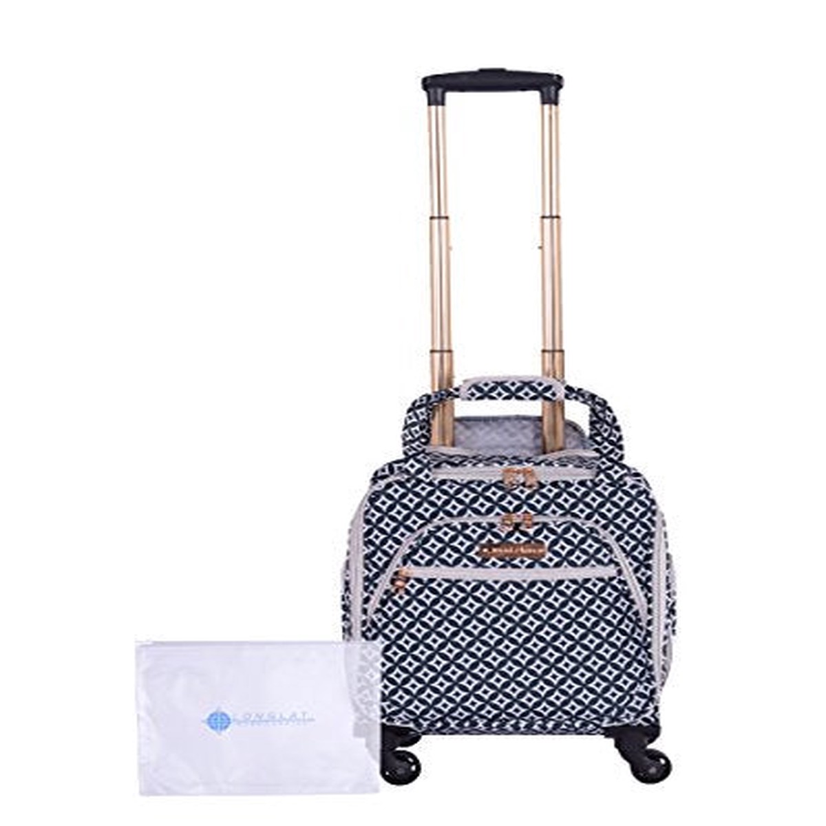 Jenni Chan Colima 2-Piece Set 15" Spinner Tote + 311 Bag Travel, Black/White One Size