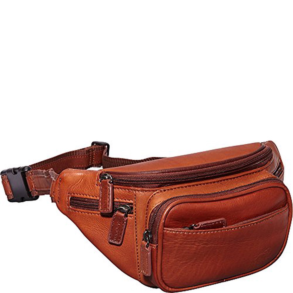 Mancini Leather Goods Colombian Leather Classic Waist Bag (Cognac)