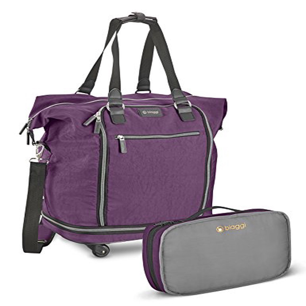 Biaggi Luggage Zipsak 20" Micro Fold Spinner Fashion Tote, Purple