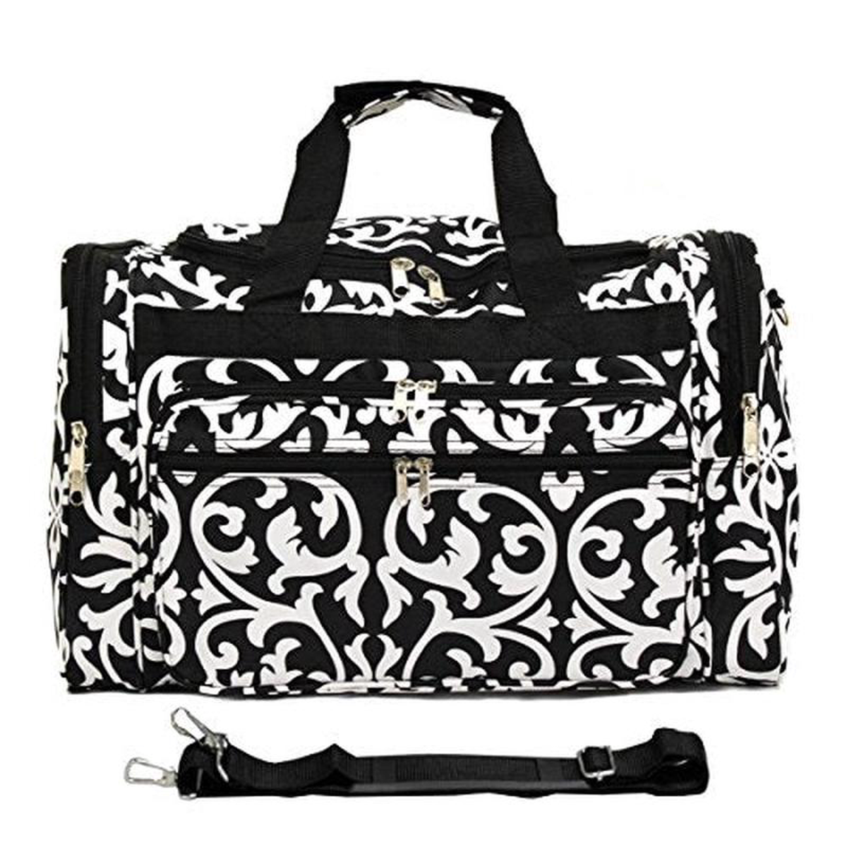 World Traveler Damask 22-Inch Travel Duffle Bag Black Trim Damask