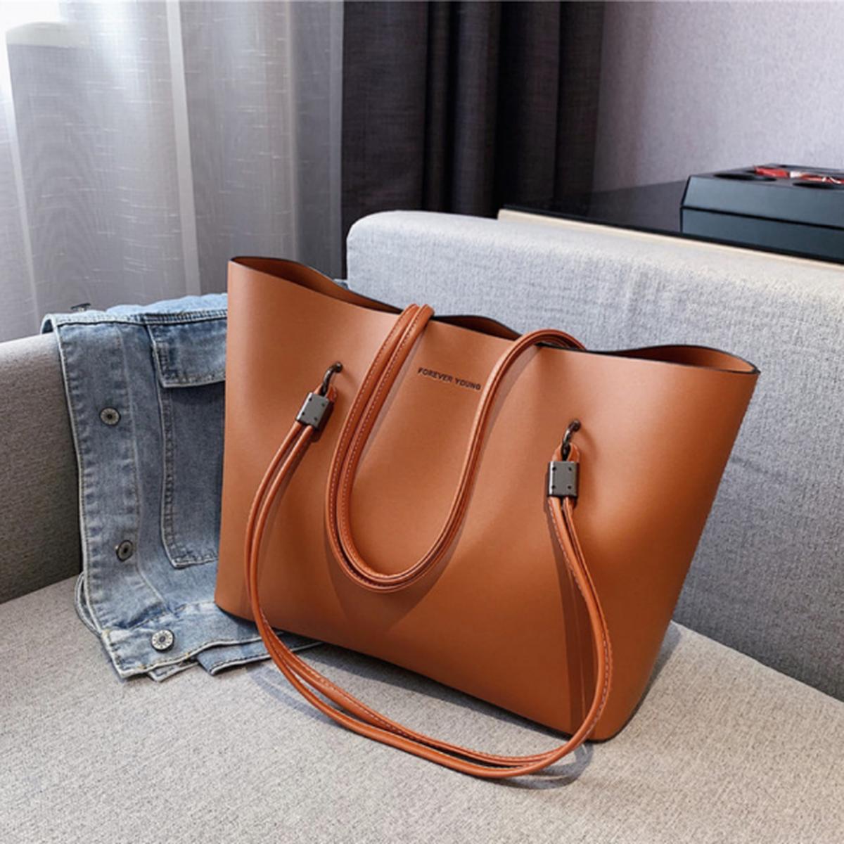 14 Inch Classy Laptop Tote Bag PU Leather Vintage Elegant with Zipper 41x12x25cm