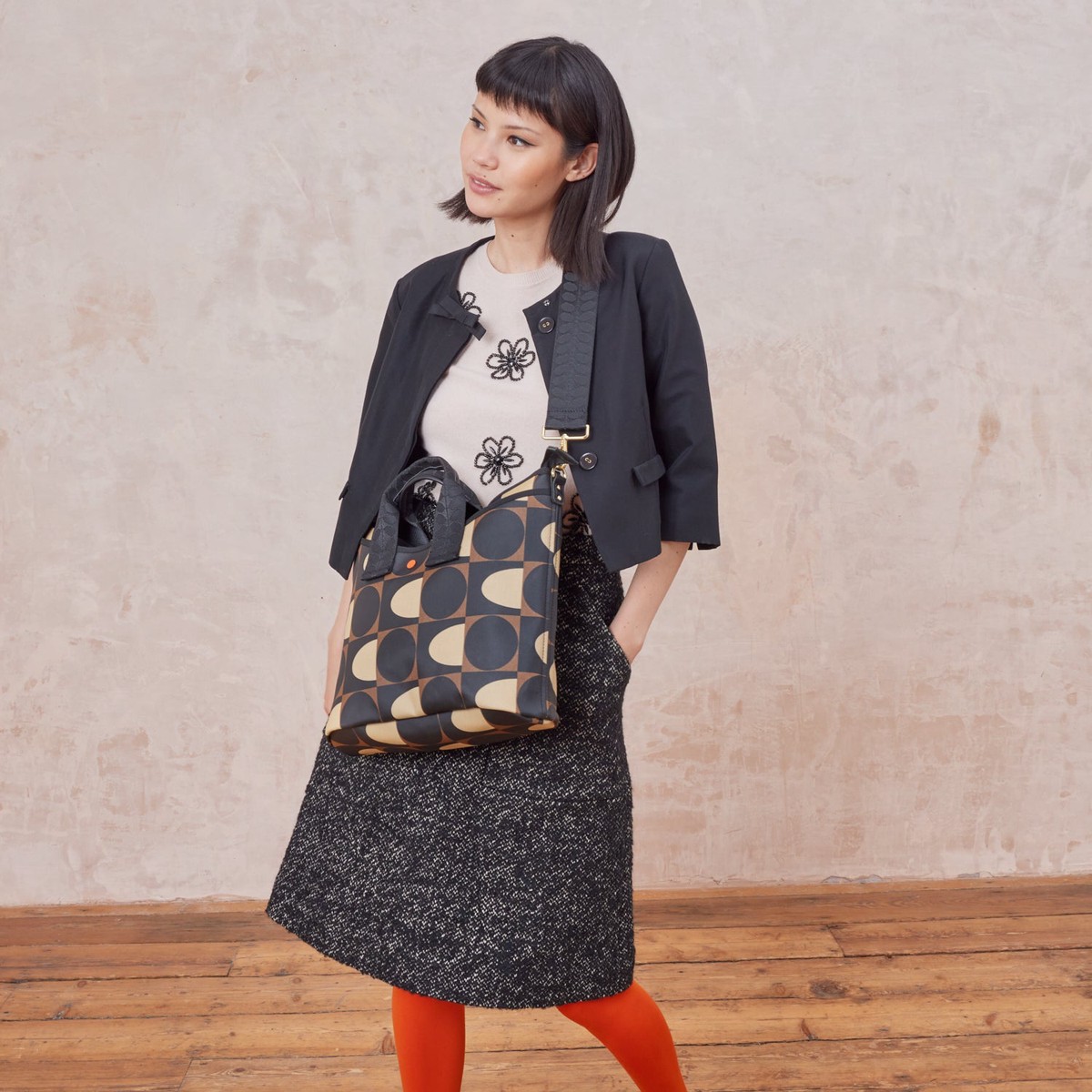 Carry Grab Crossbody Bag - Spot Square Mocha
