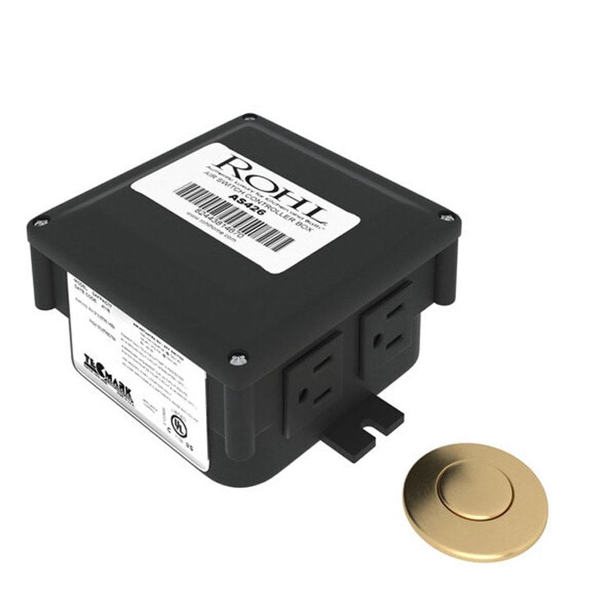Air Switch Button Air-Activated Kit Satin English Gold Brass for Waste Disposal