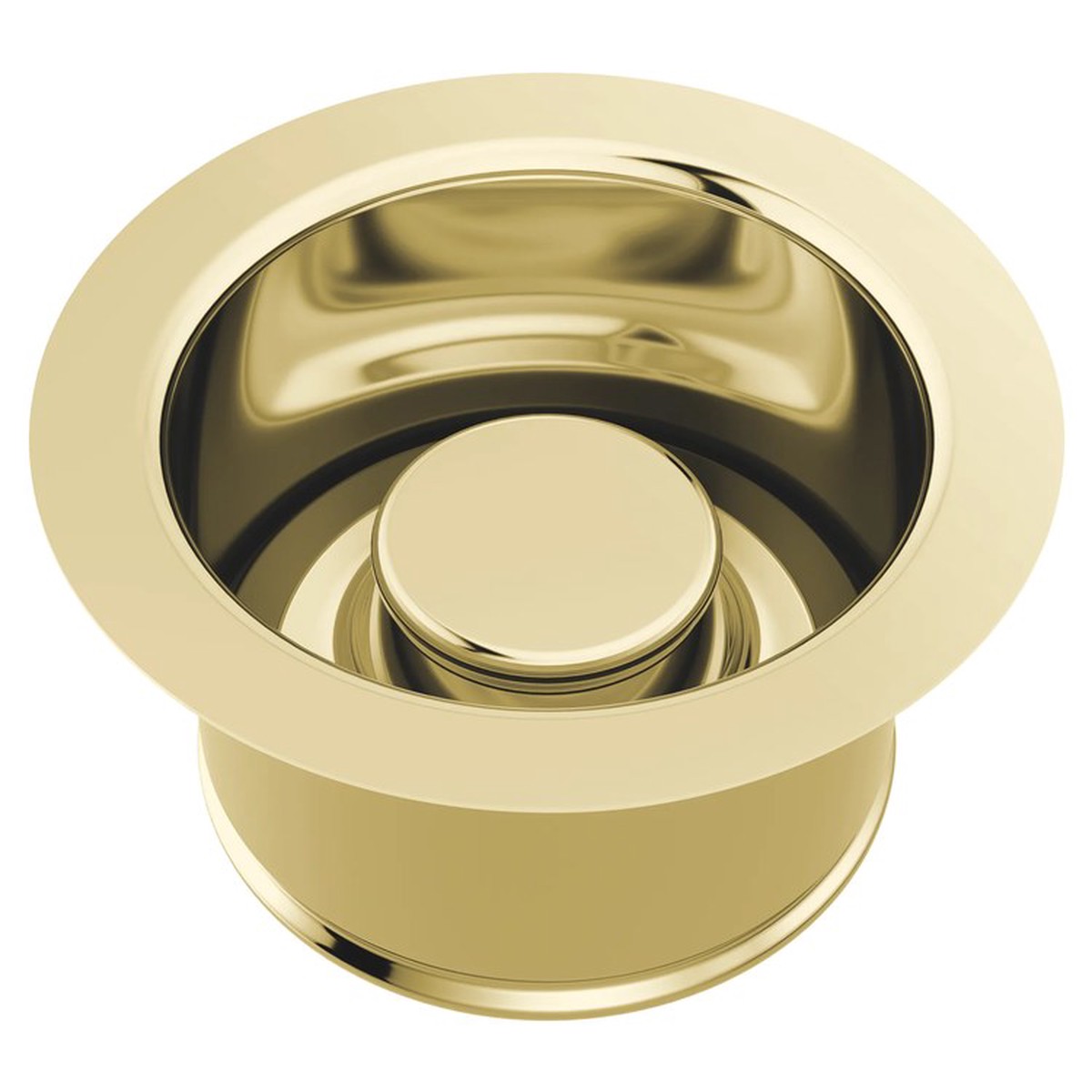 Sink Flange with Stopper Polished Brass Brass for Garbage Disposal with 3/4 to 1-1/2 IN Drain Hole
