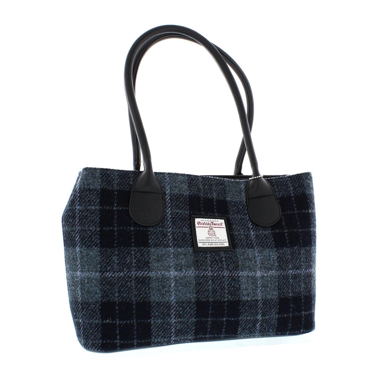 Glen Appin Harris Tweed Classic Cassley Handbag Black/Grey Check