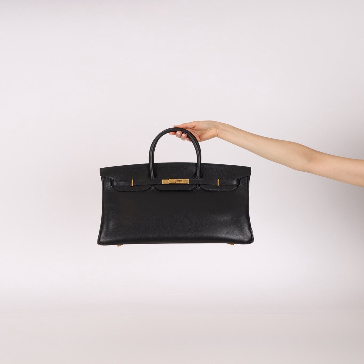 Herms 2003 Noir Courchevel Retourne Birkin 35 GHW