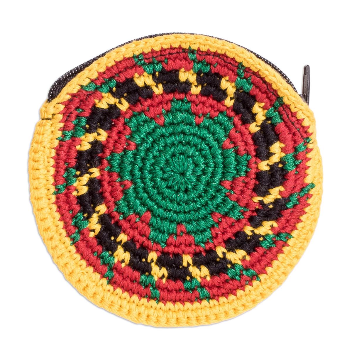 Crocheted Multicolor Cotton Coin Purse - Colors of My Homeland