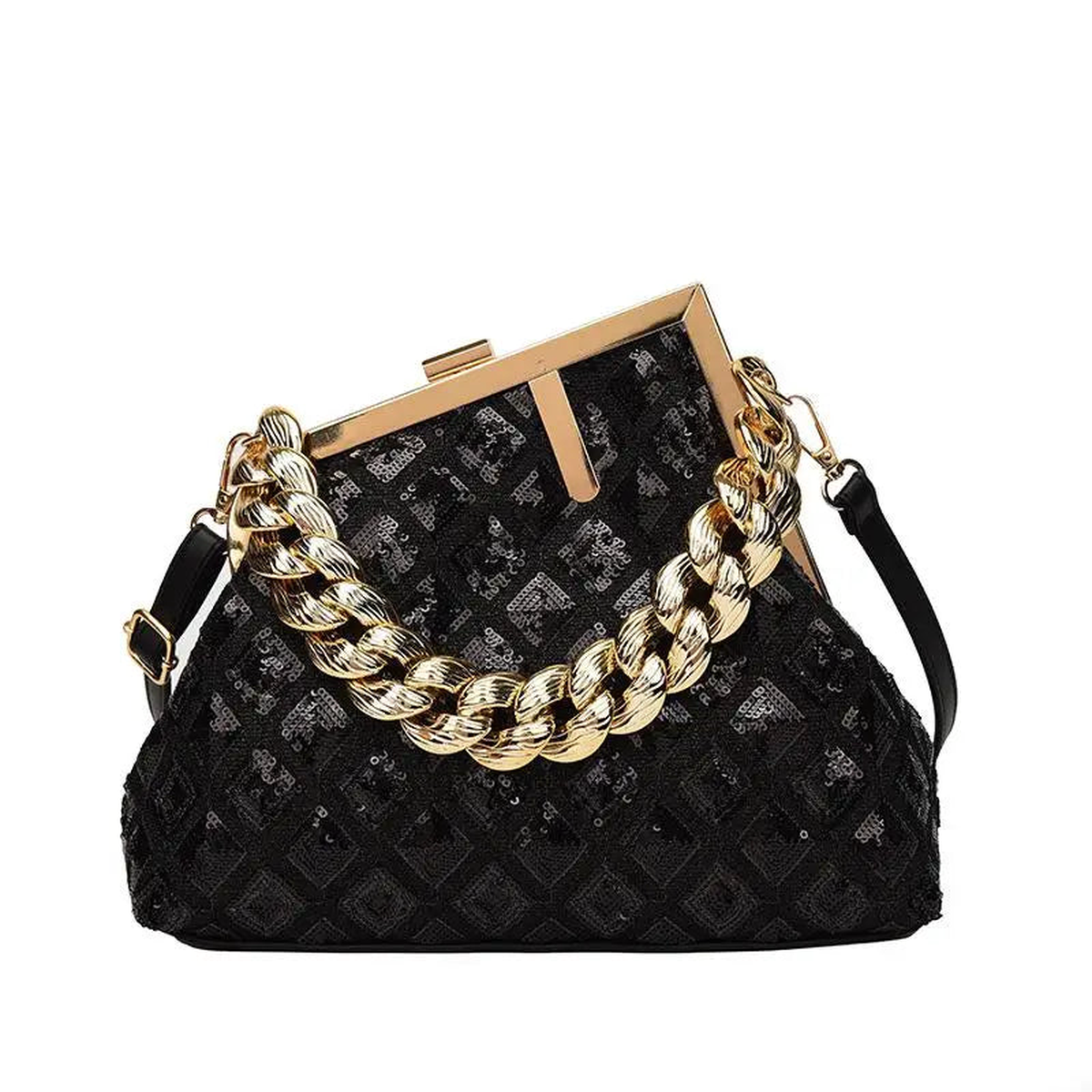 Shell Tote Shoulder Bag with Thick Chain Handle