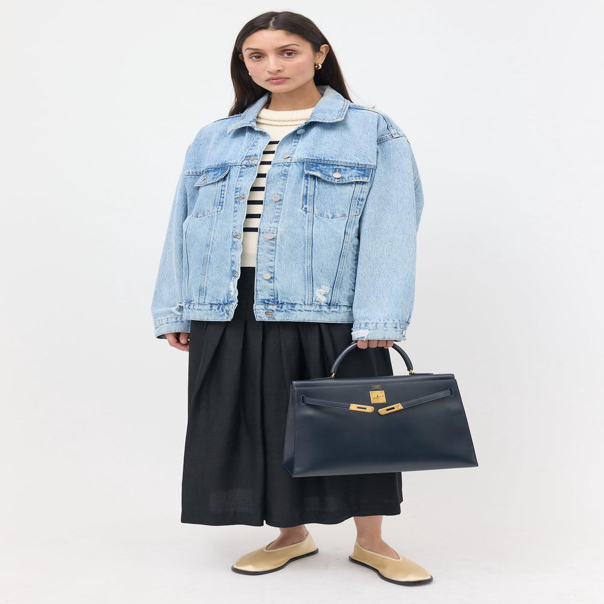 1990 Navy Box Kelly Sellier 35 Bag
