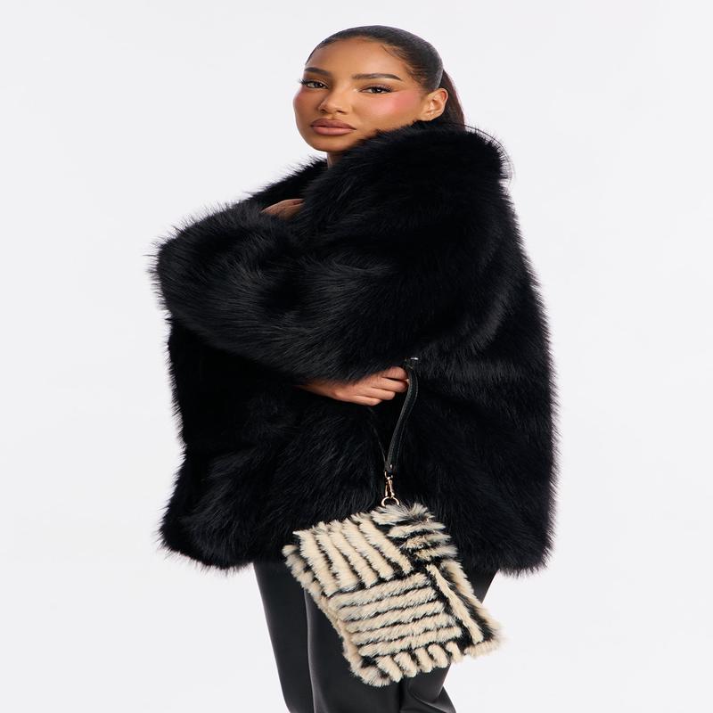 Fur Baby Faux Fur Clutch - IvoryCombo Os