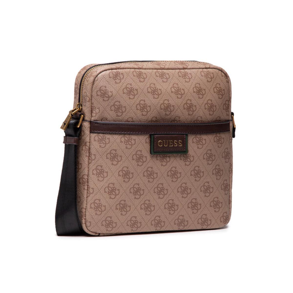 Guess, Vezzola, Document Holder, Textile Crossbody Bag, Brown, For Women