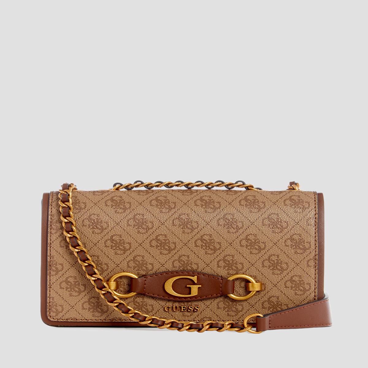 Brown Logo Izzy Convertible Crossbody Flap Bag