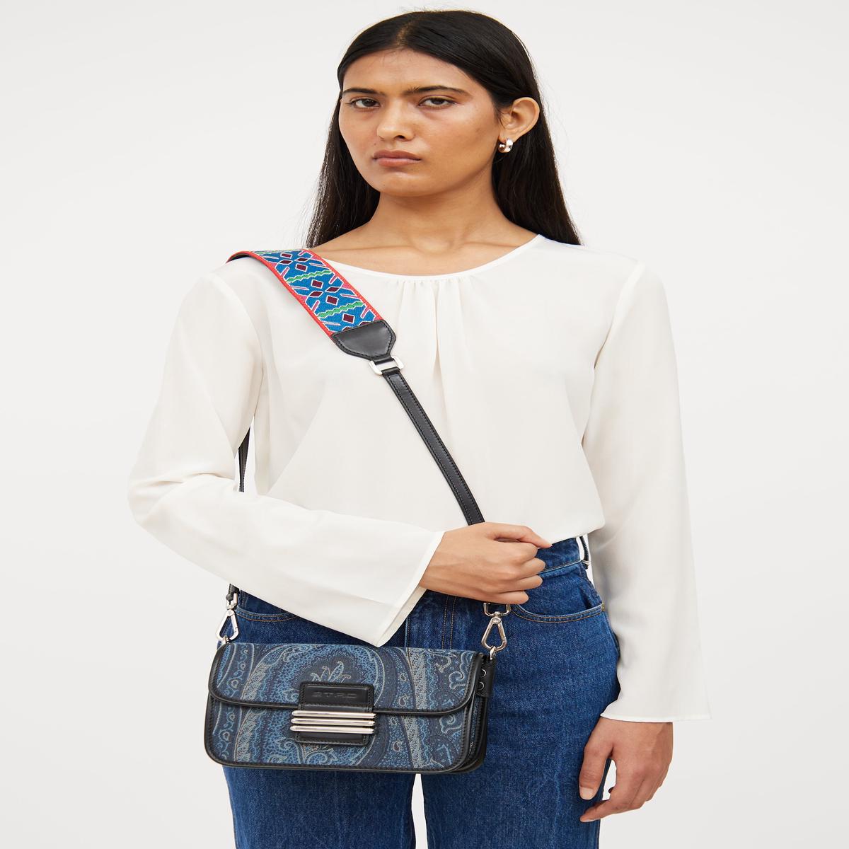Denim Paisley Crossbody Bag