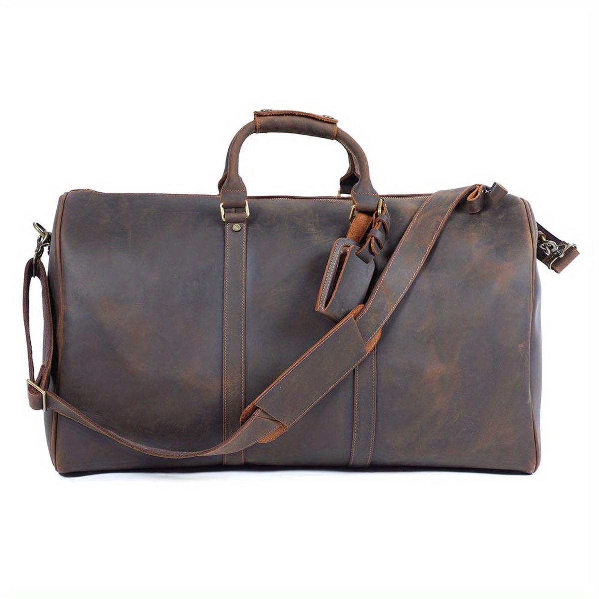 Men's Leather Travel Duffle Bag Vintage Large Capacity Fitness Gym Bag