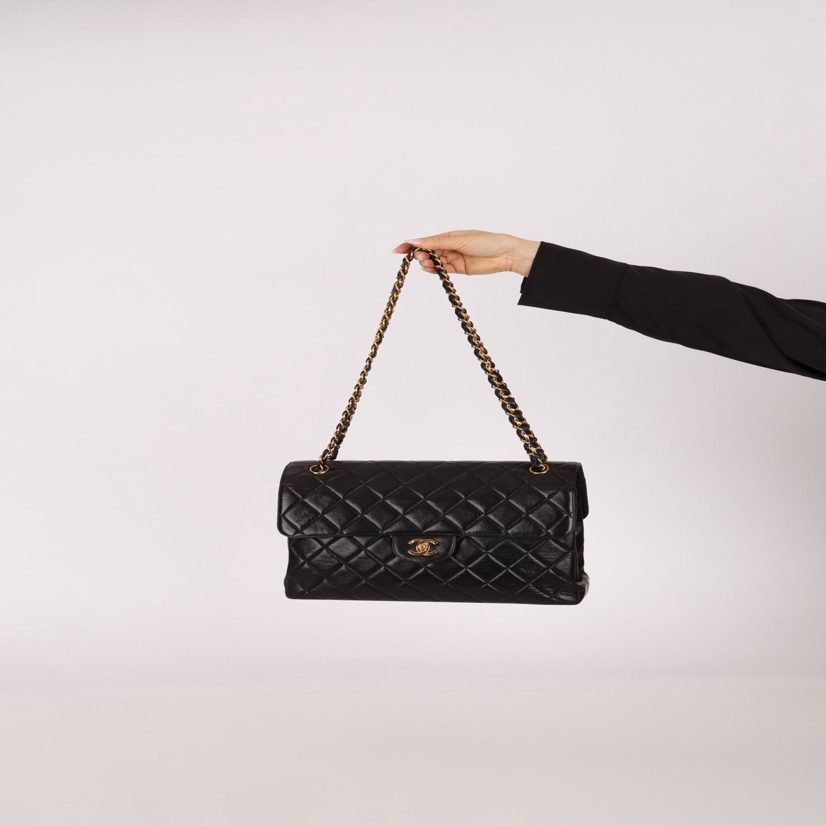Rare Chanel 1996 Lambskin Double Sided Turnlock Classic Flap Bag 24K GP