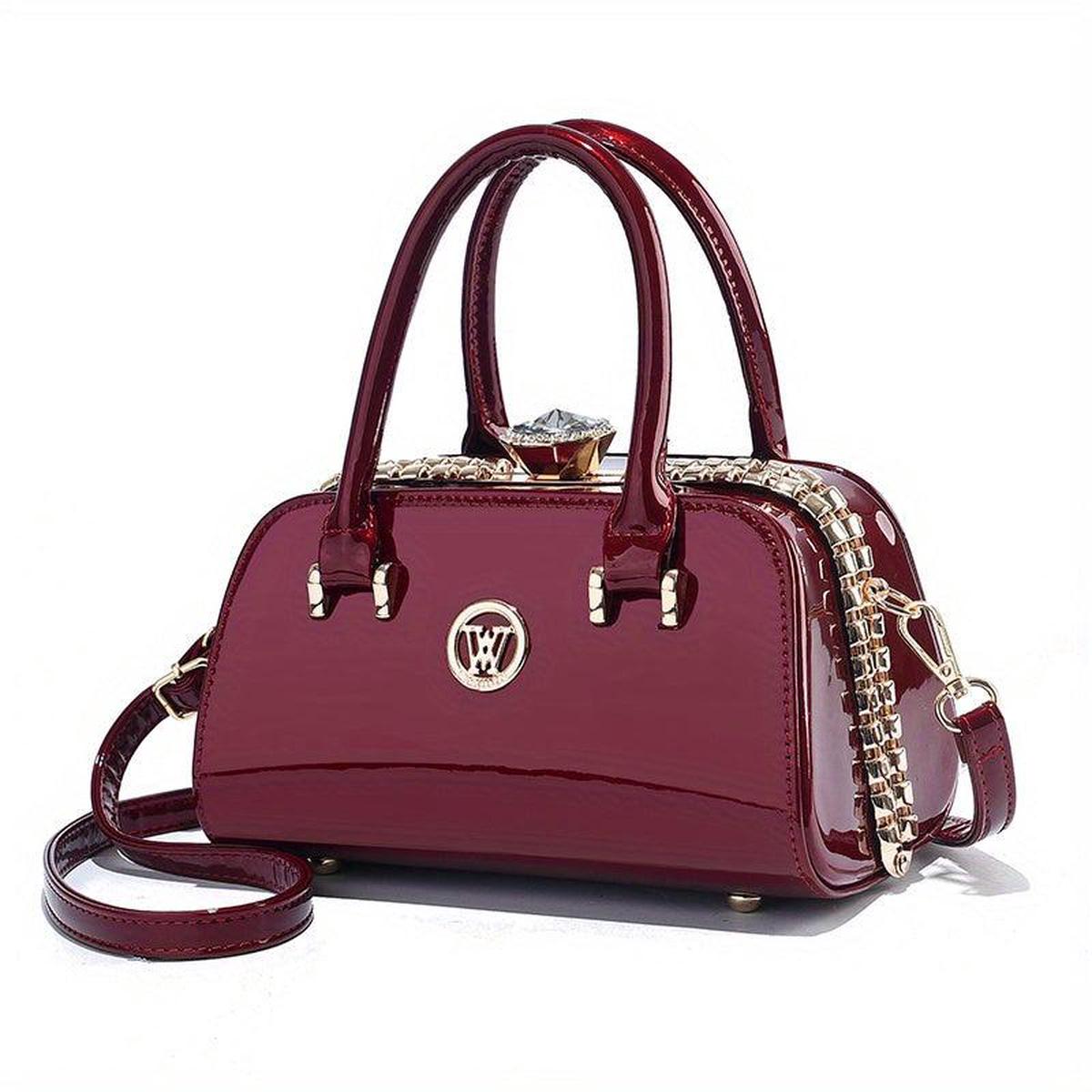 Rhinestone Satchel Bag Classic Handbag for Work Women's Shoulder Bag