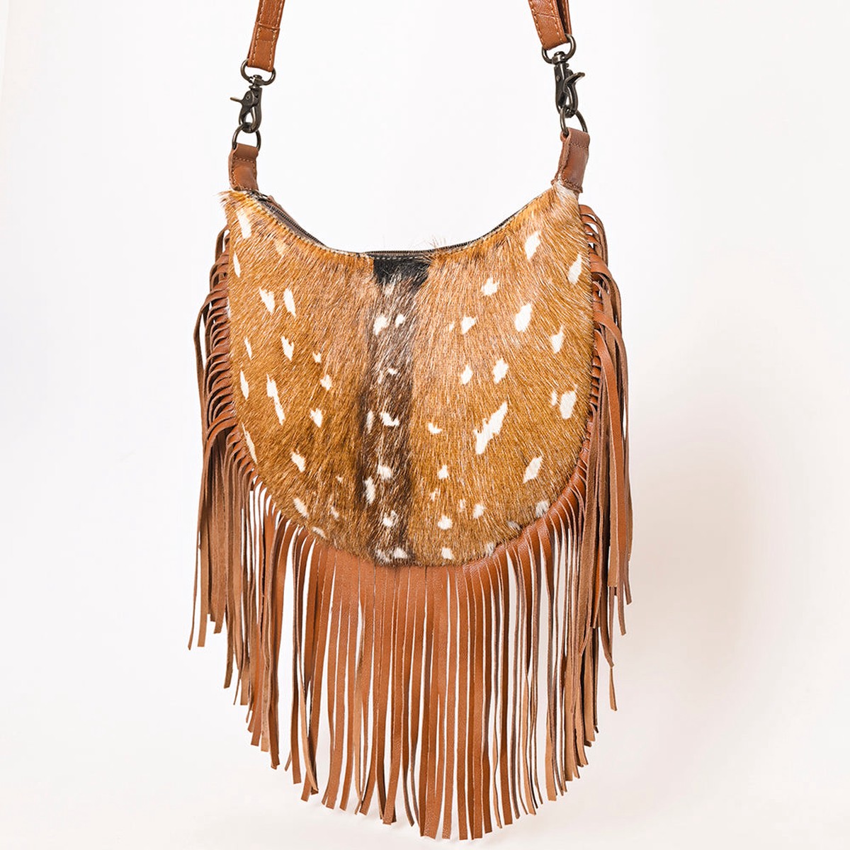 American Darling Western Crossbody Organizer Handcrafted from Hair-On Cowhide | Detachable Hand-Tooled Wallet & Multi-Slot Interior