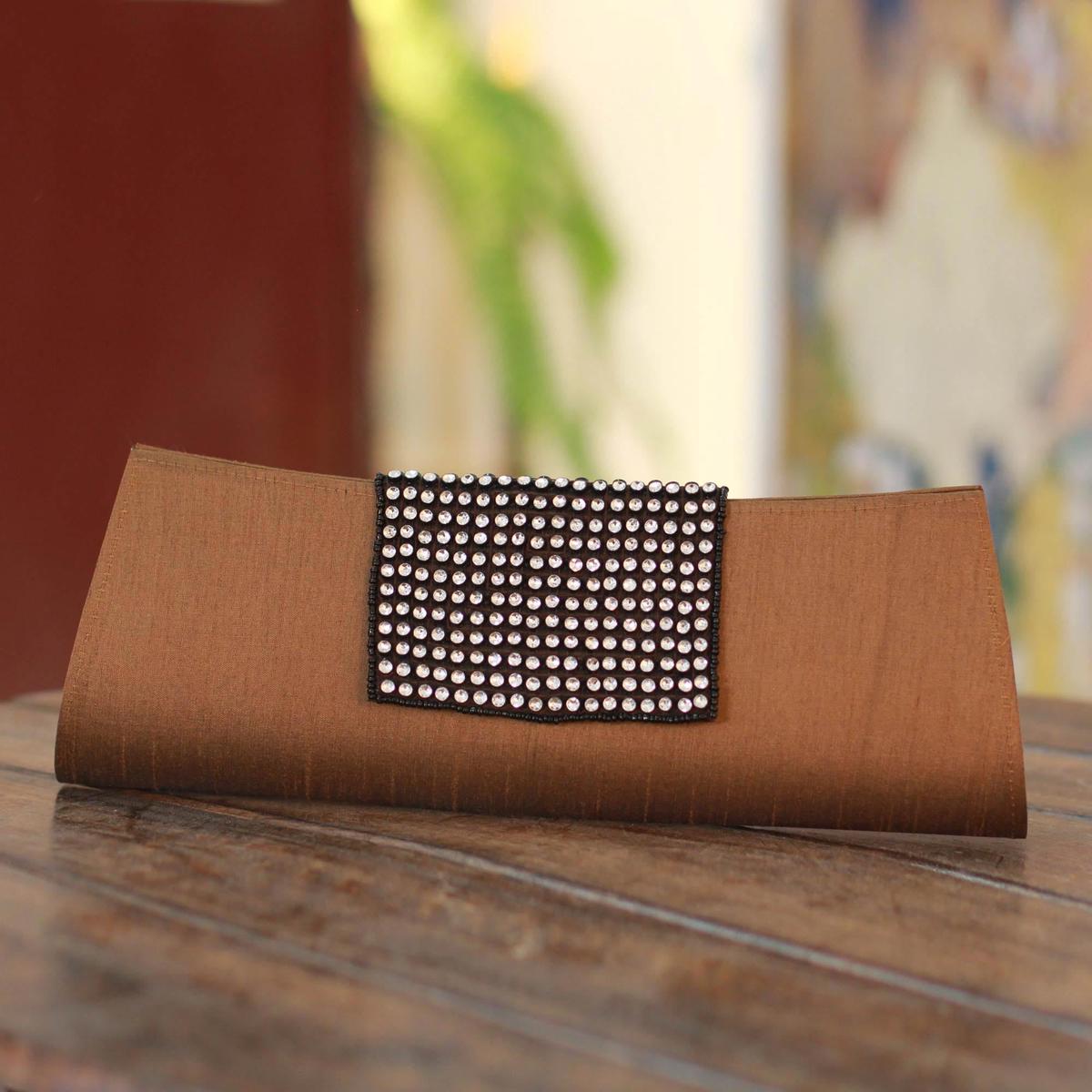 Beaded clutch evening bag - Golden Allure