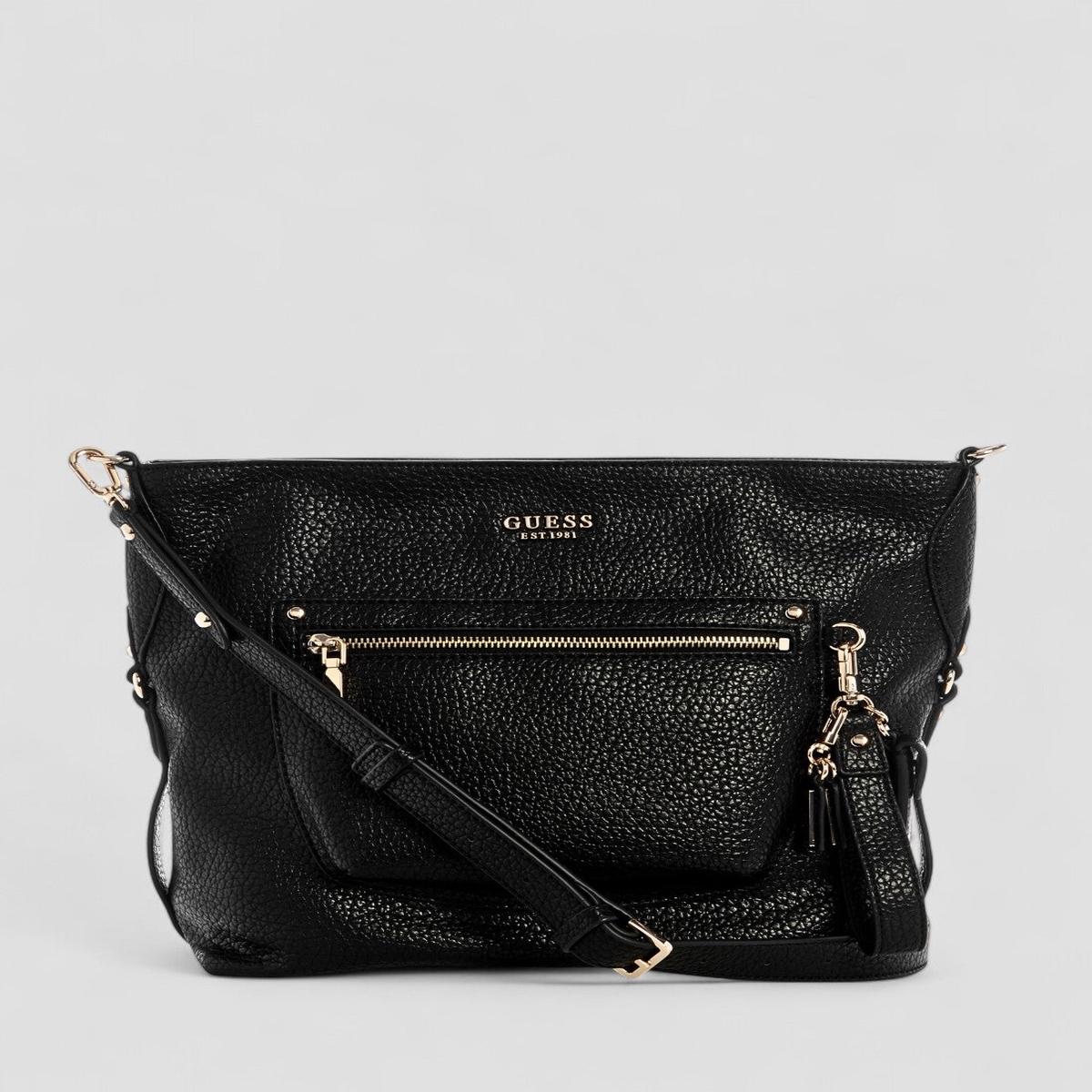 Black Marsha Crossbody Bucket Bag