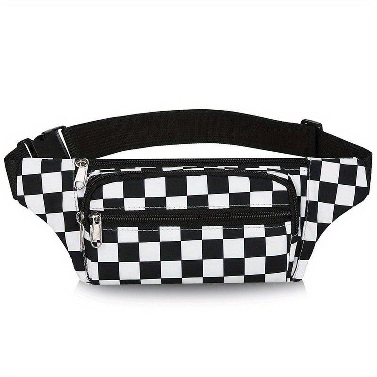 Checkboard Waist Bag Waterproof Retro Outdoor Sports Waist Bag