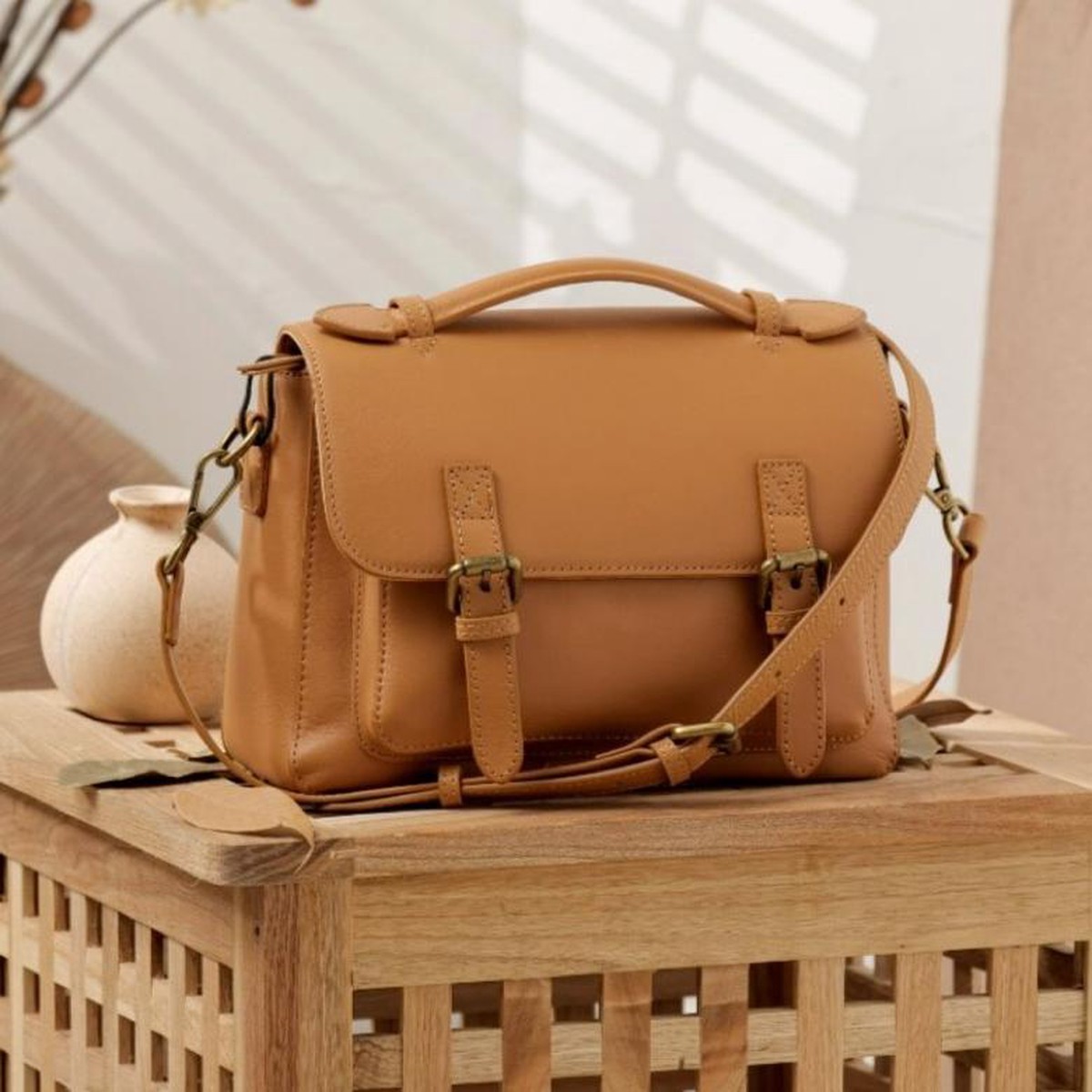 Genuine Leather Cross Body Satchel Bag Women's Satchel Purse