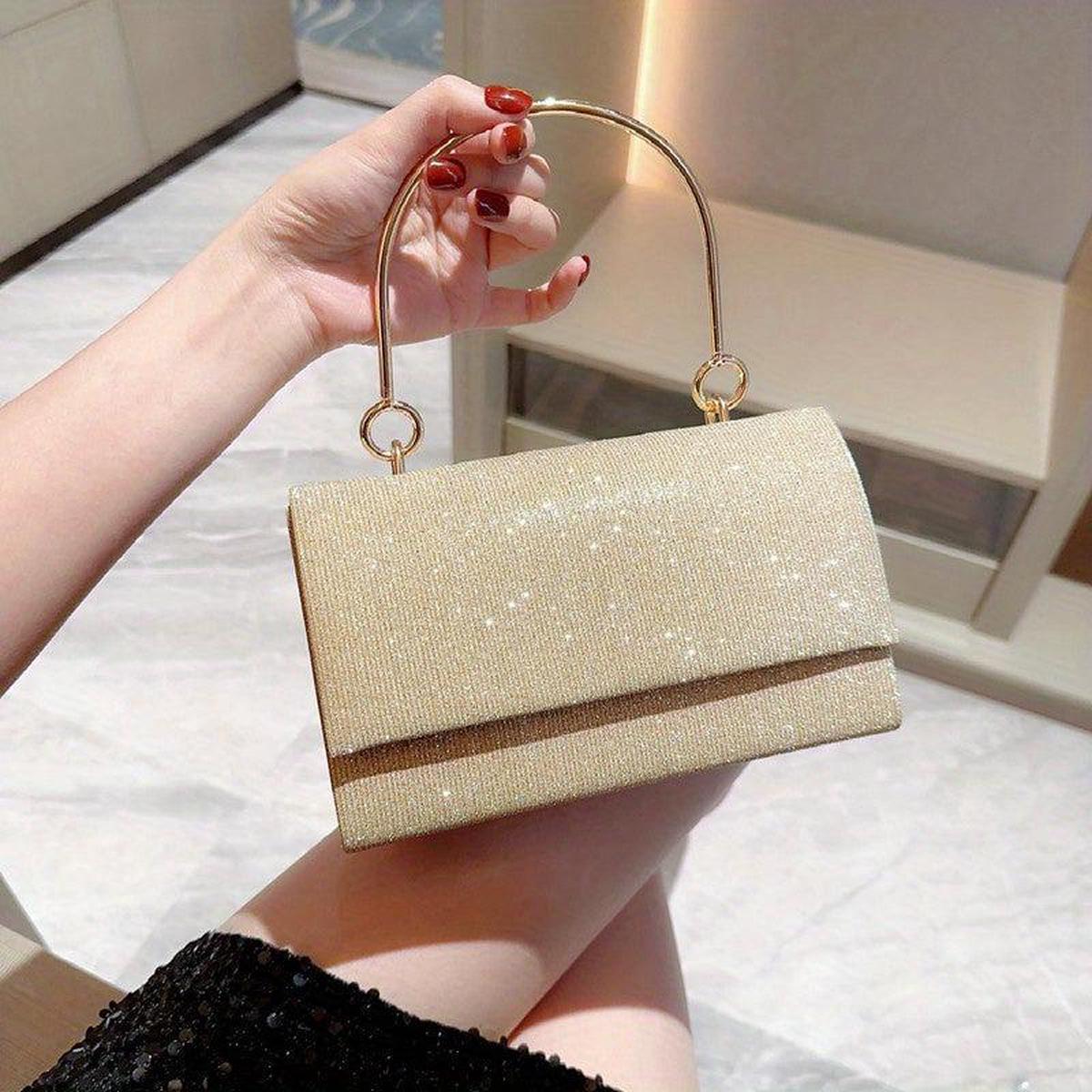 Metal Chain Flap Clutch Elegant Evening Bag