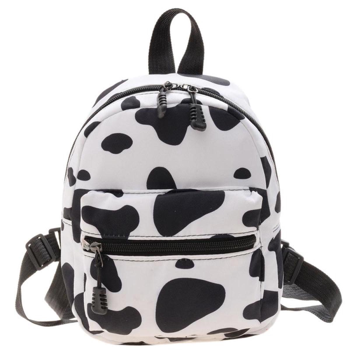 Animal Print Nylon Backpack Women's Zipper Schoolbag Small Purse